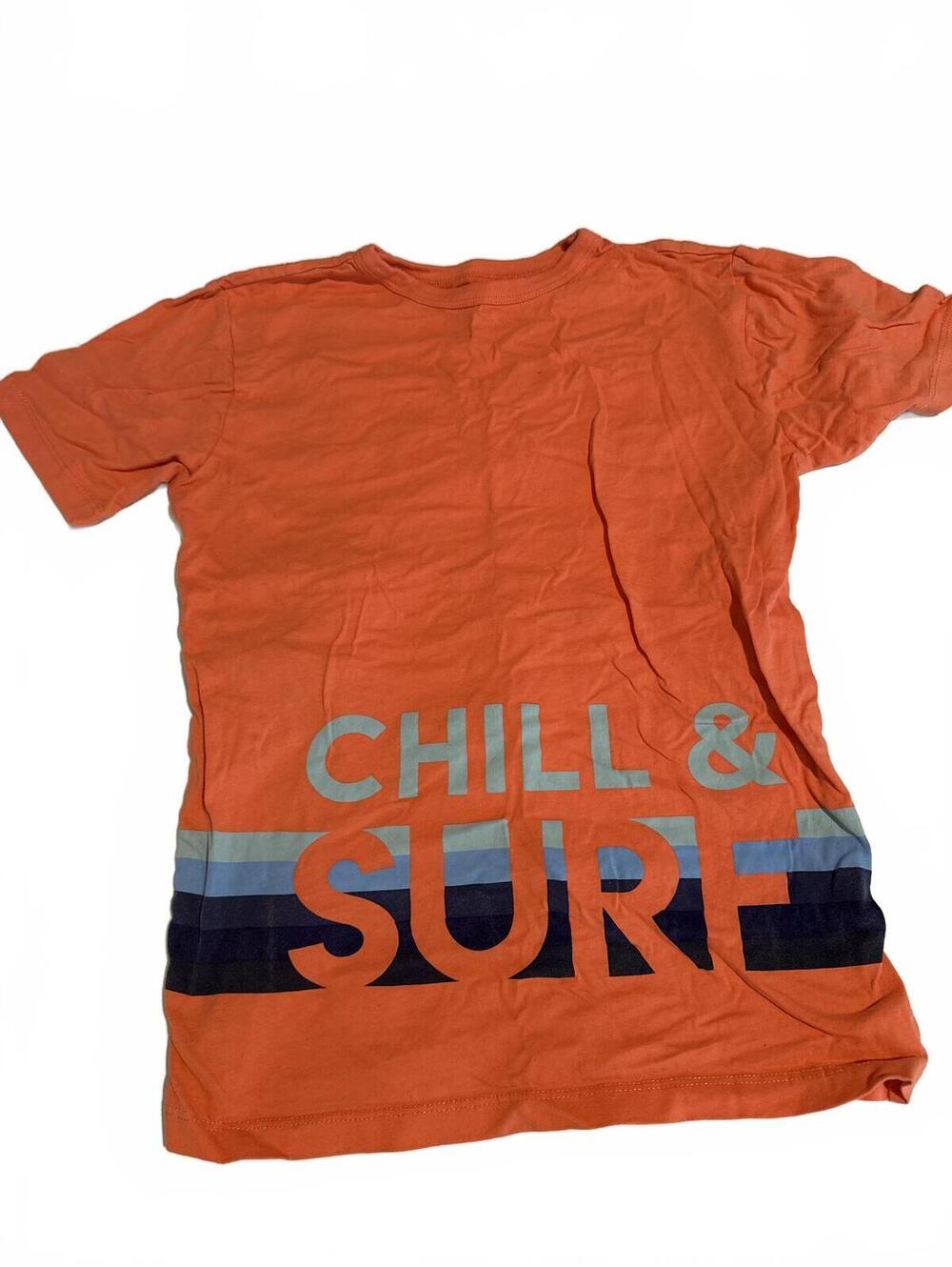 Kidpik Boys Size Medium T-Shirt Chill & Surf Orange Blue